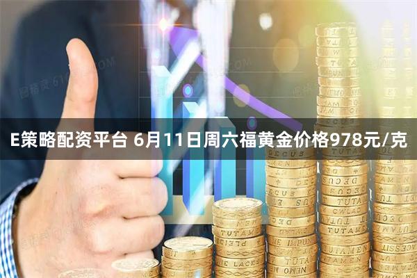E策略配资平台 6月11日周六福黄金价格978元/克